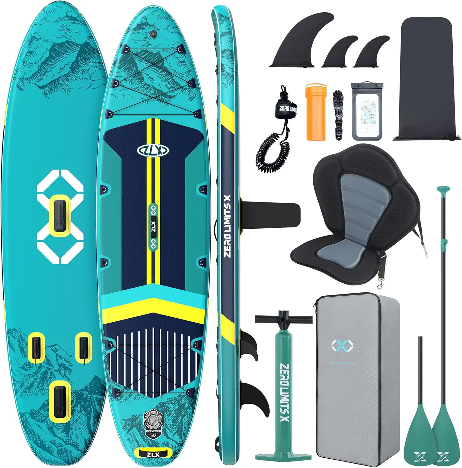 ZLX Paddle Gonflable 350 x 89 cm Extra Large Sup | Planche Stable