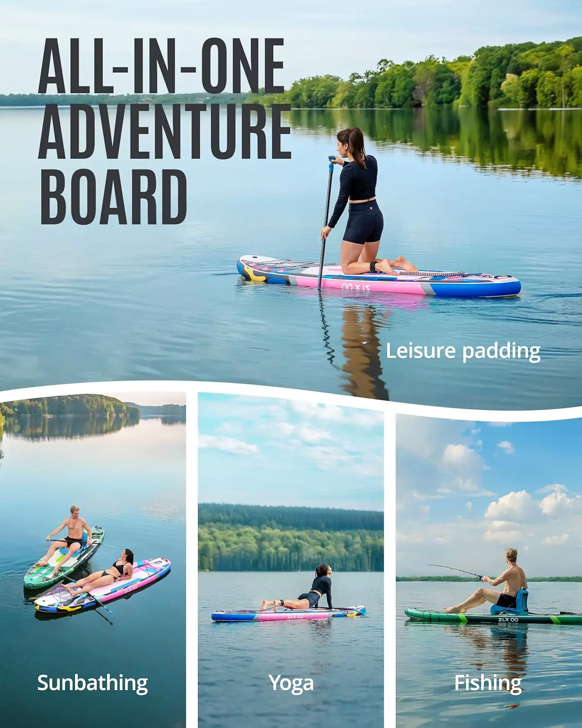 Paddle gonflable 2 places en bois vert 320 x 84cm vue 5