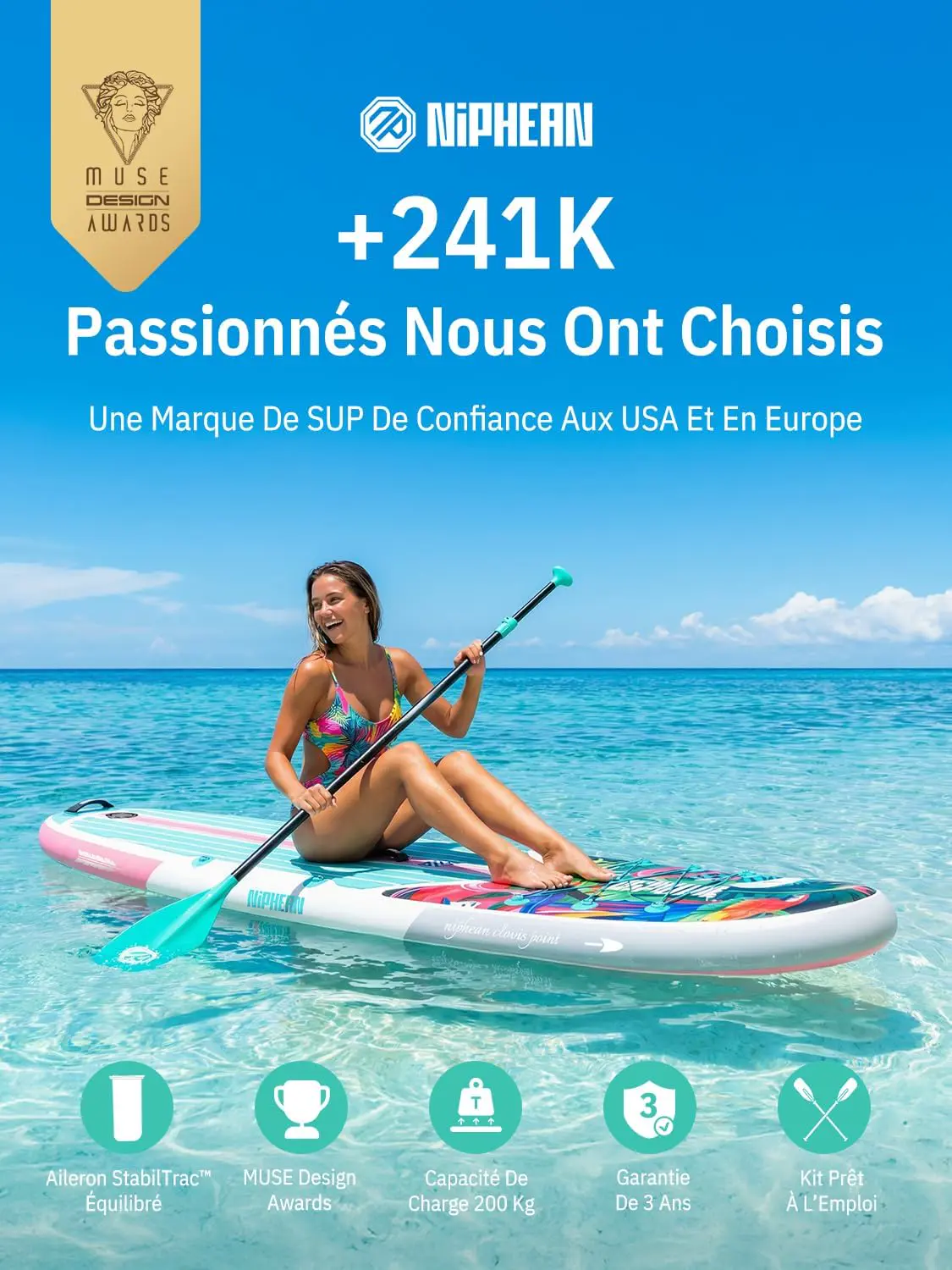 Paddle gonflable Niphean Paddle Gonflable Adulte avec Tous Les… vue 2