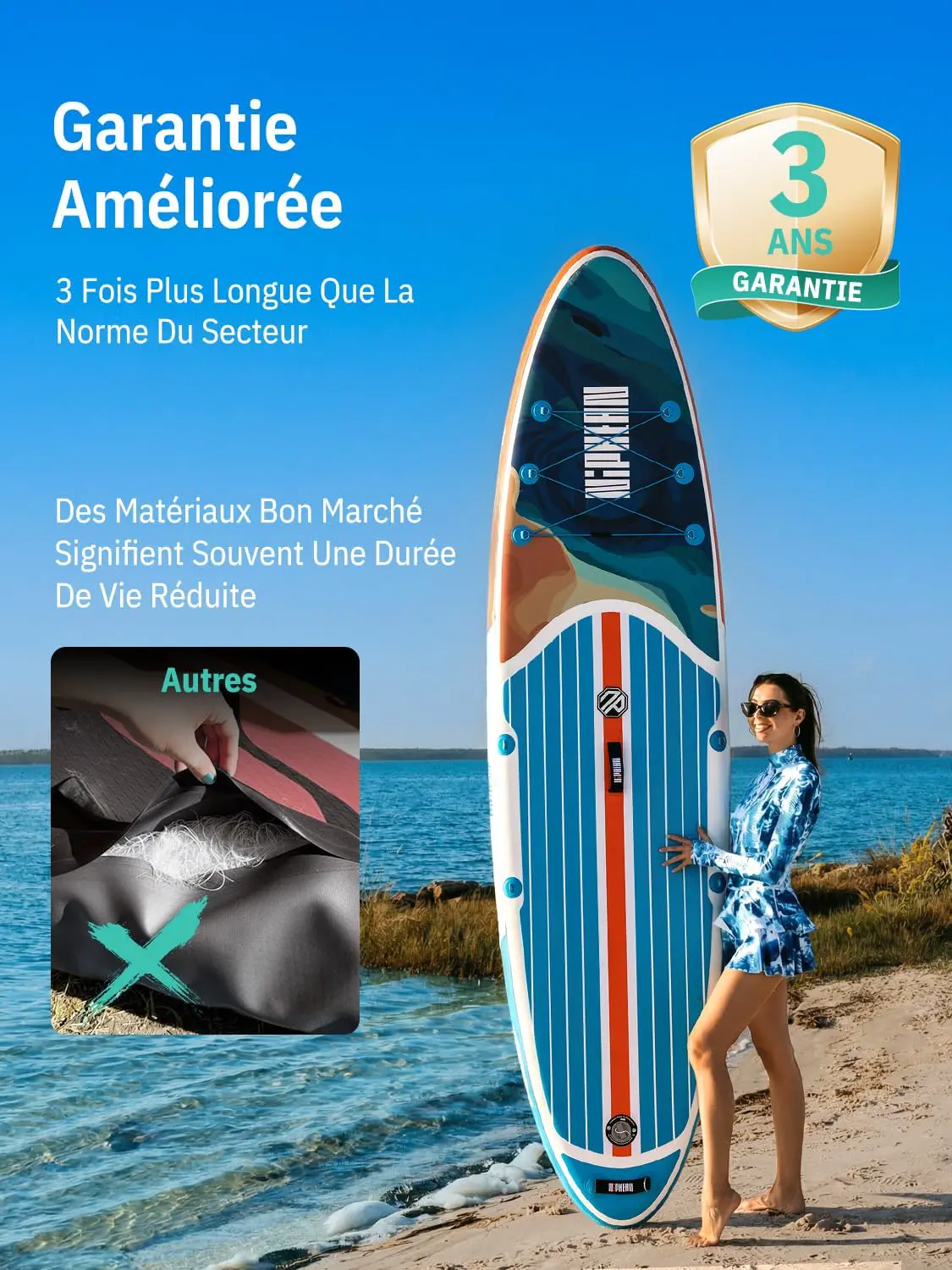 Paddle gonflable bleu vue 4