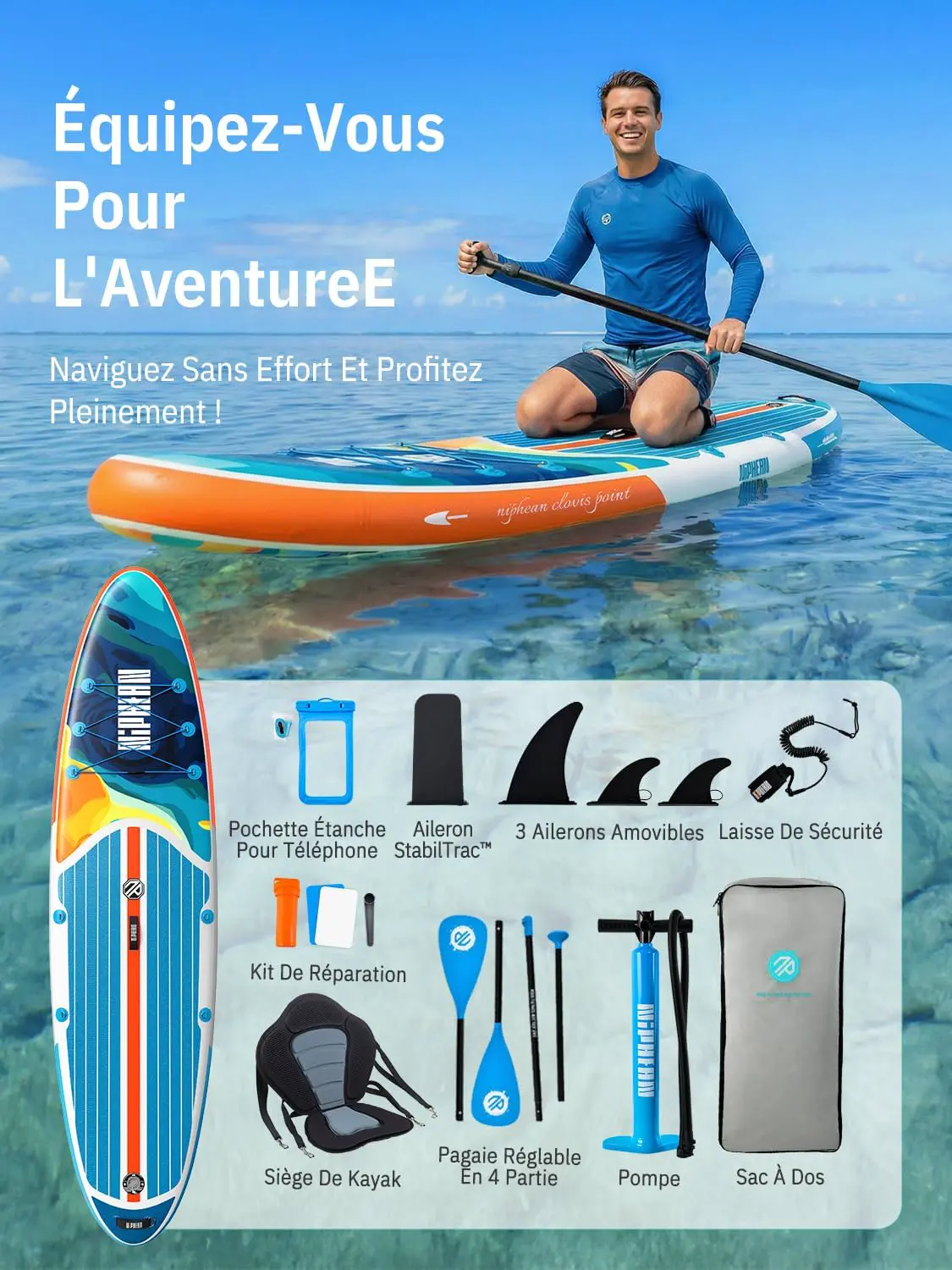 Paddle gonflable bleu vue 8