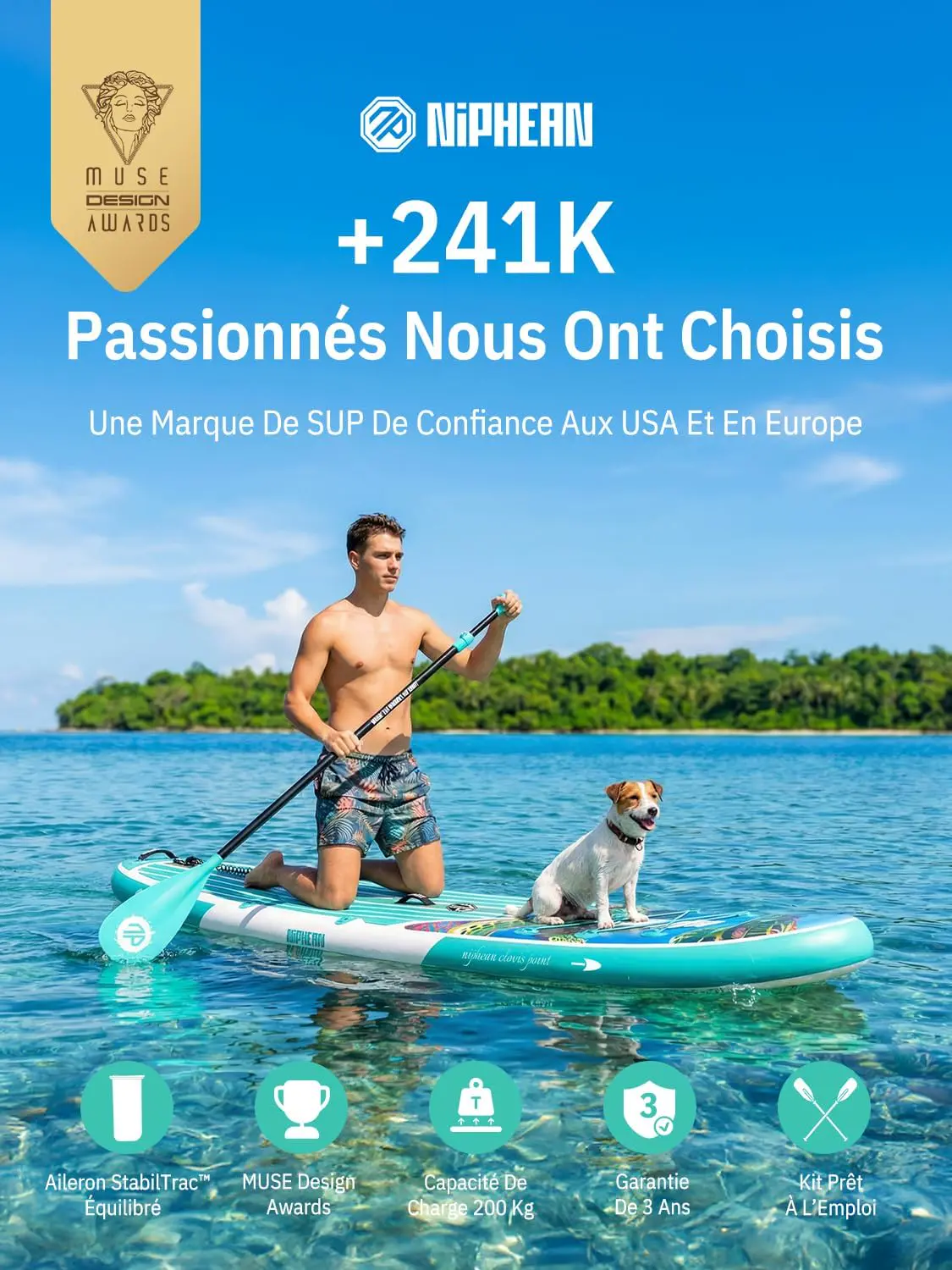 Paddle gonflable vert vue 2