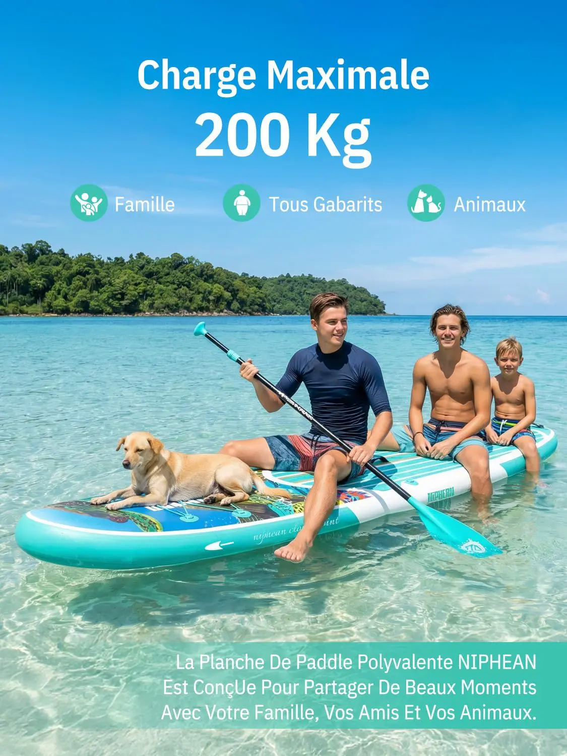 Paddle gonflable vert vue 3