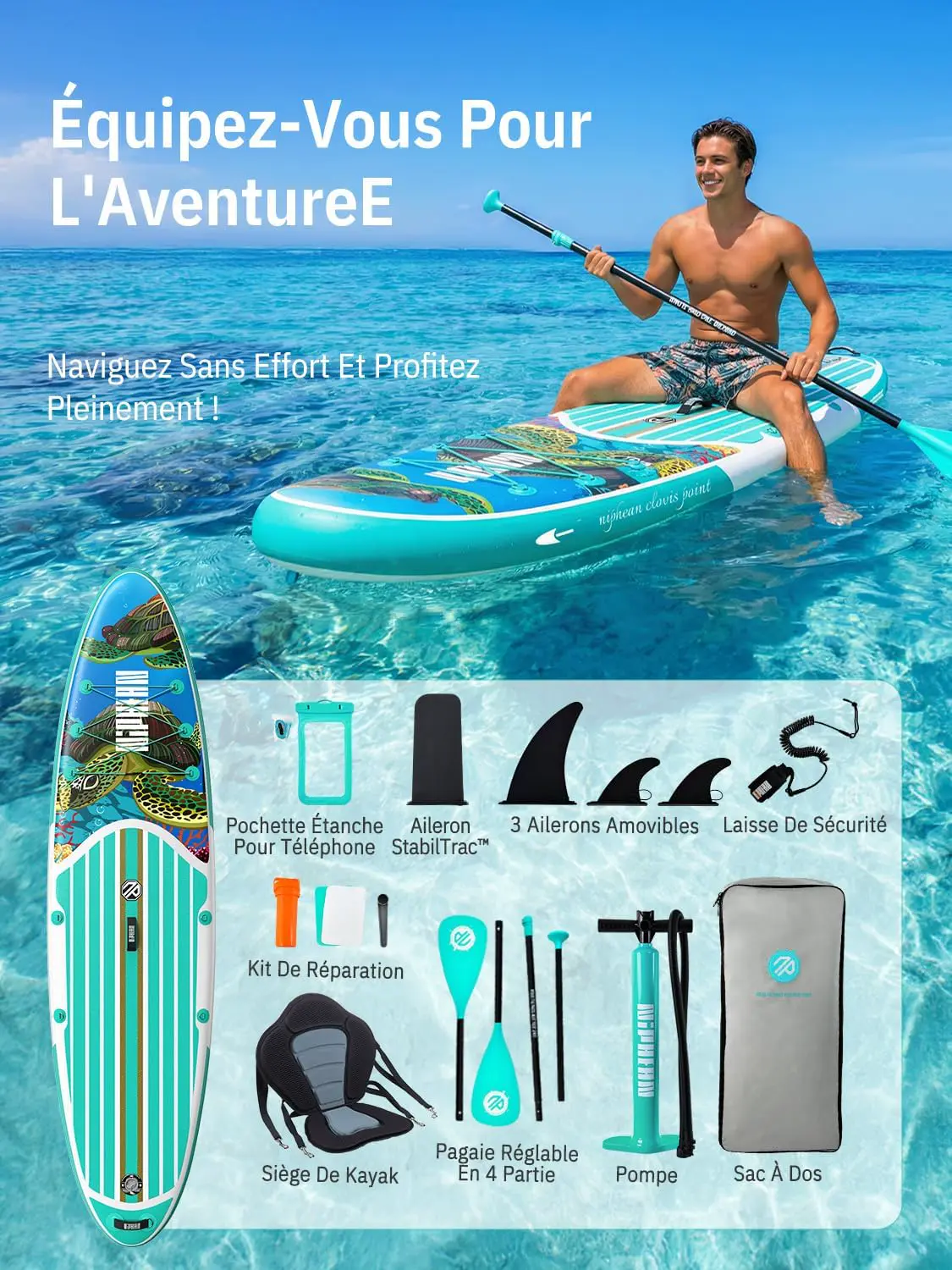 Paddle gonflable vert vue 8