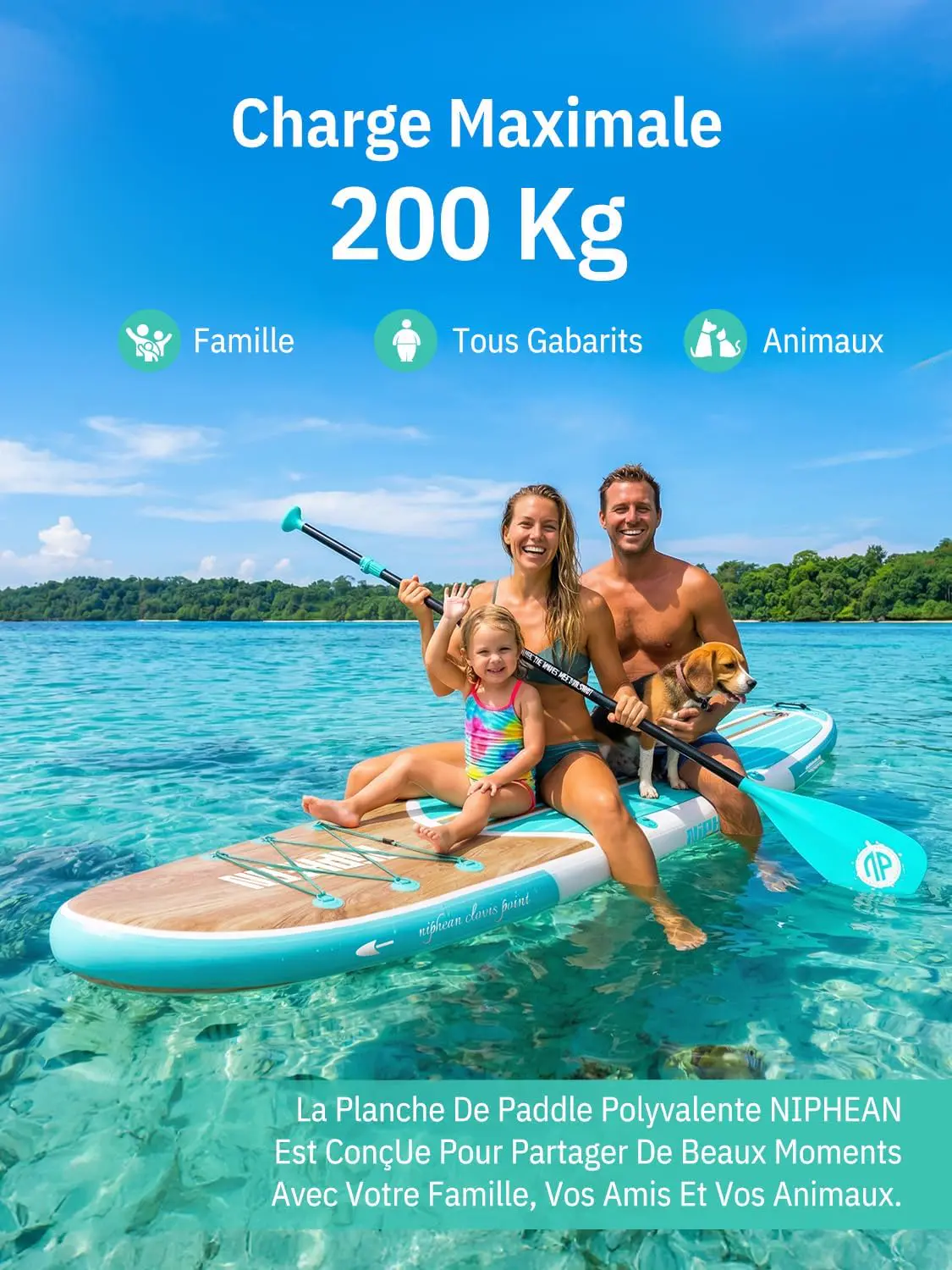 Paddle gonflable 2 places vue 3