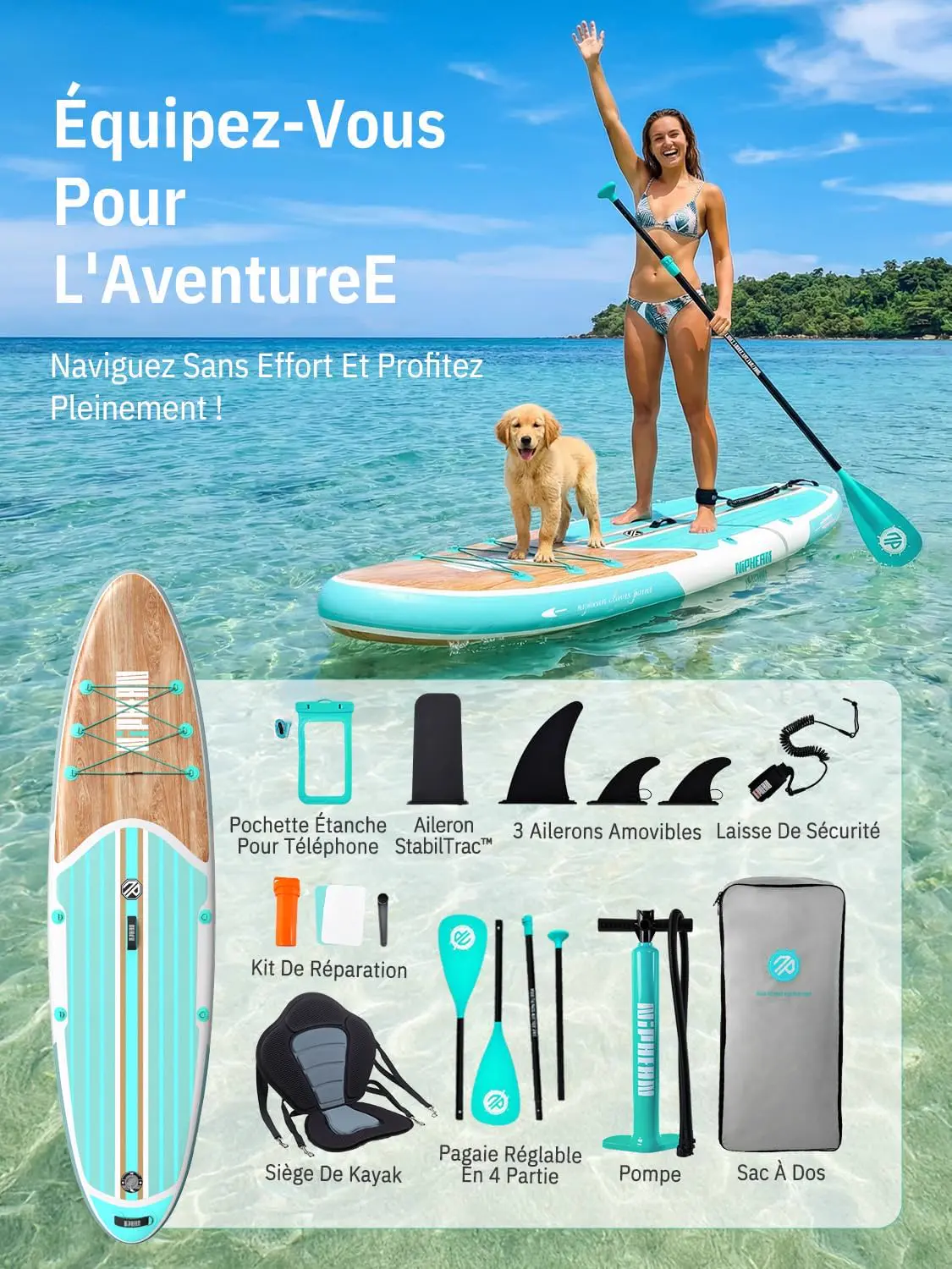 Paddle gonflable 2 places vue 8