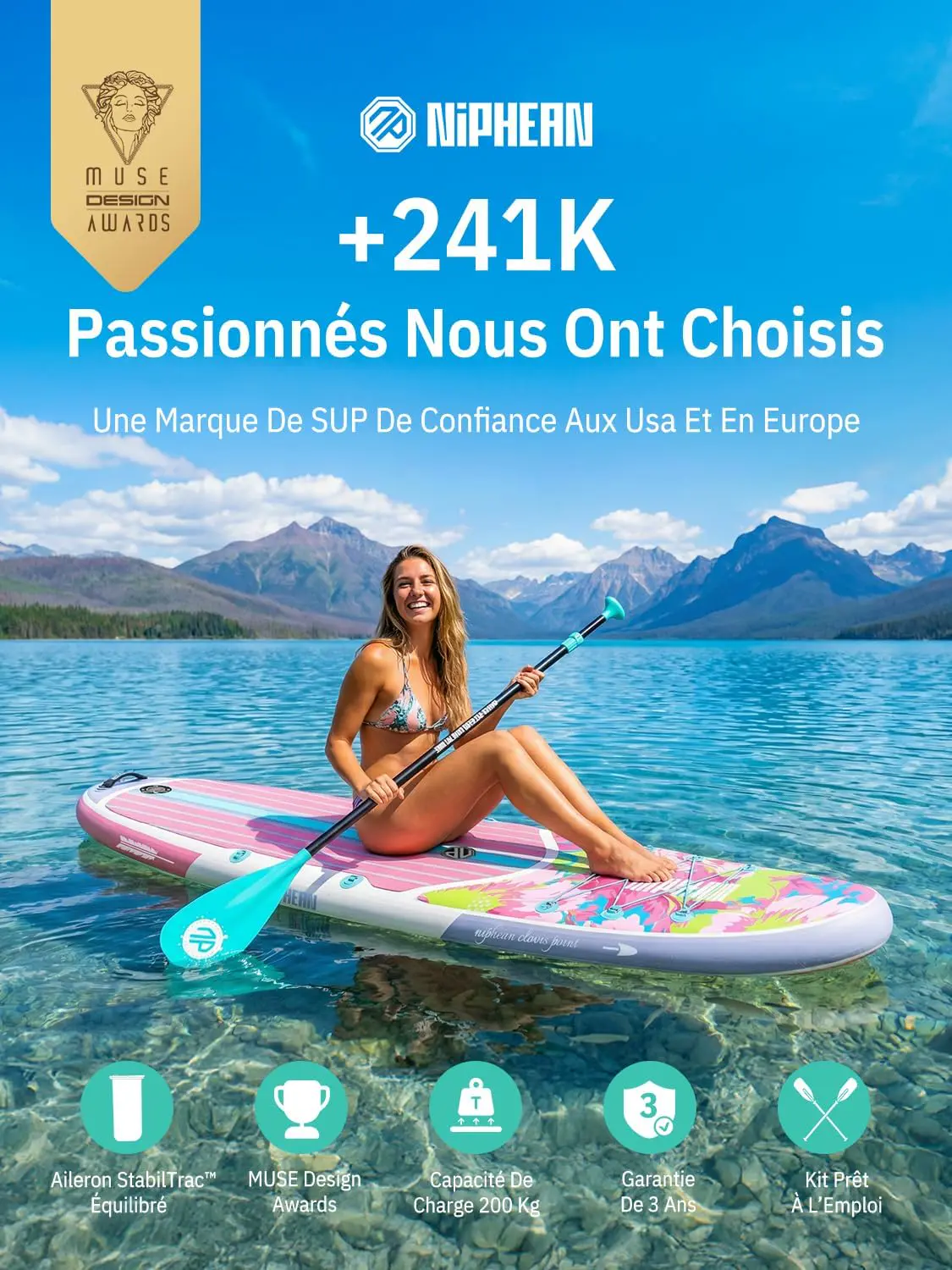 Paddle gonflable Niphean Paddle Gonflable Adulte avec Tous Les… vue 2