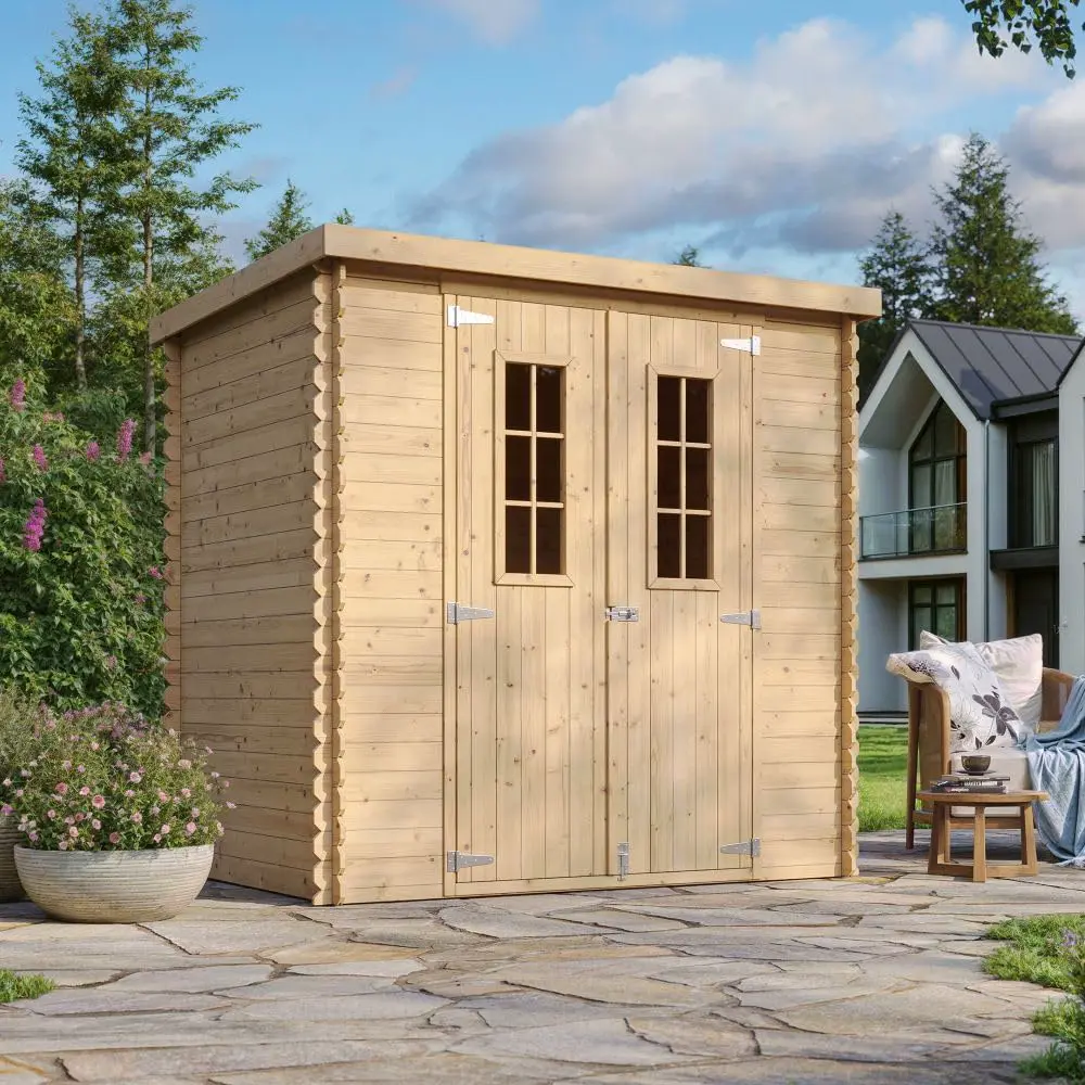 Abri de jardin en bois en bois naturel 2,22 m² vue 2