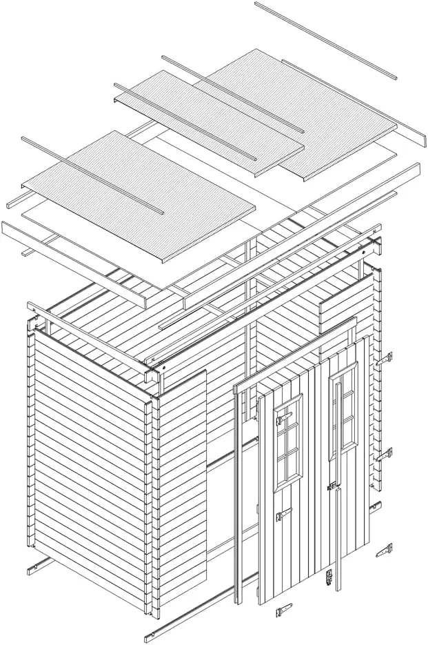 Abri de jardin en bois en bois naturel 2,22 m² vue 4