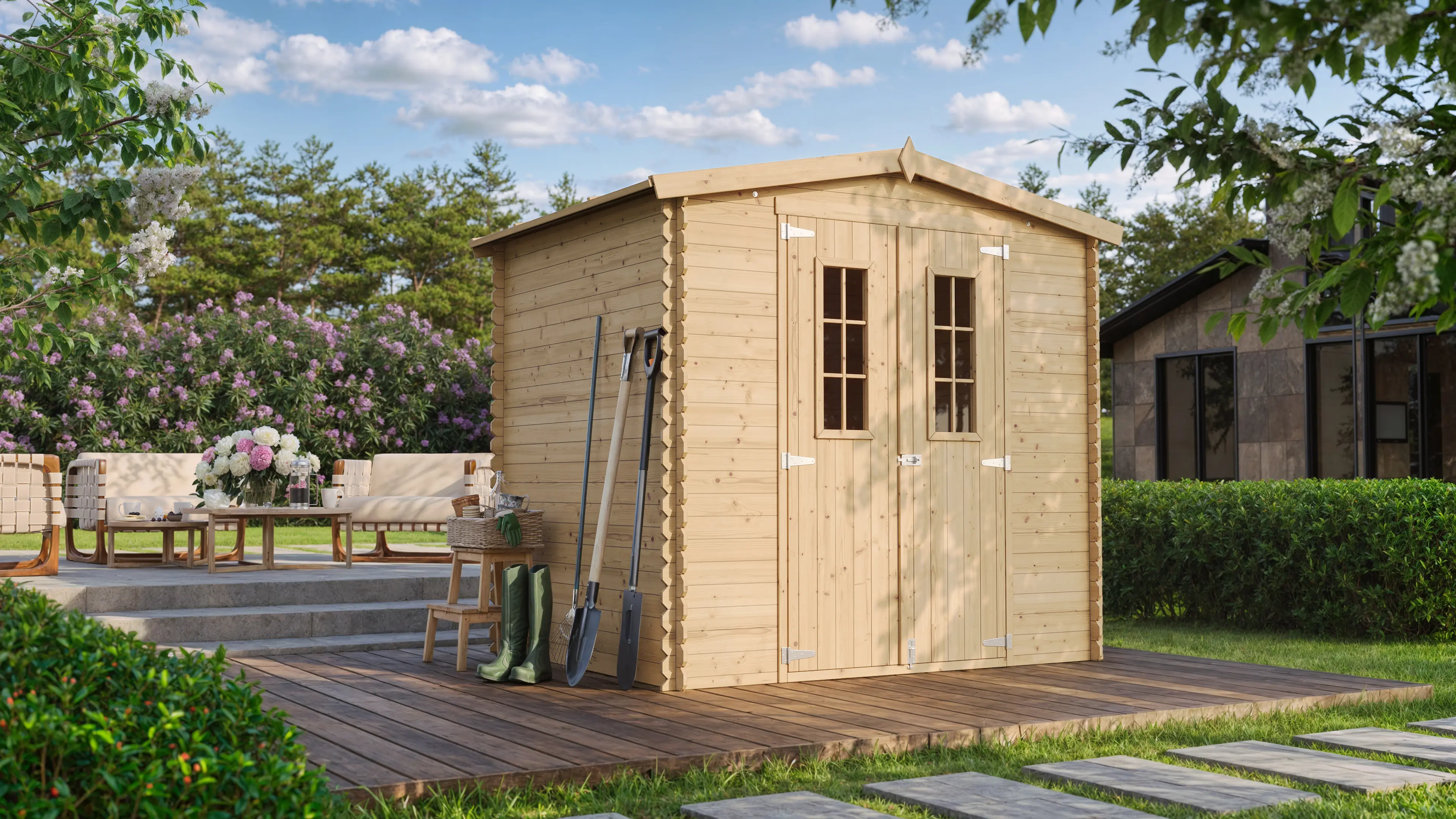 Abri de jardin en bois en bois beige 4,33 m² — contenu détaillé 1