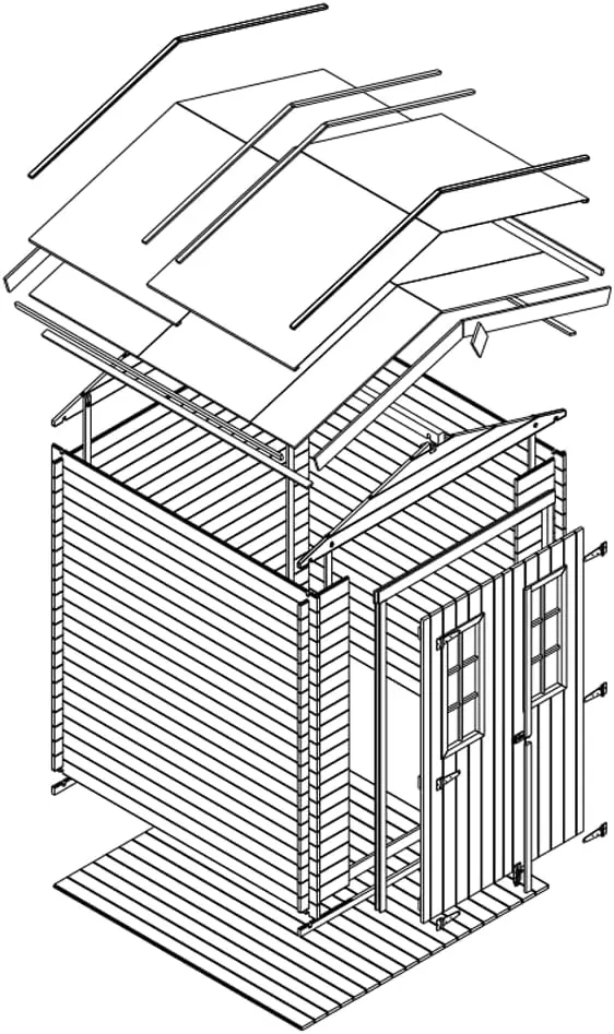 Abri de jardin en bois en bois naturel 2,82 m² vue 4