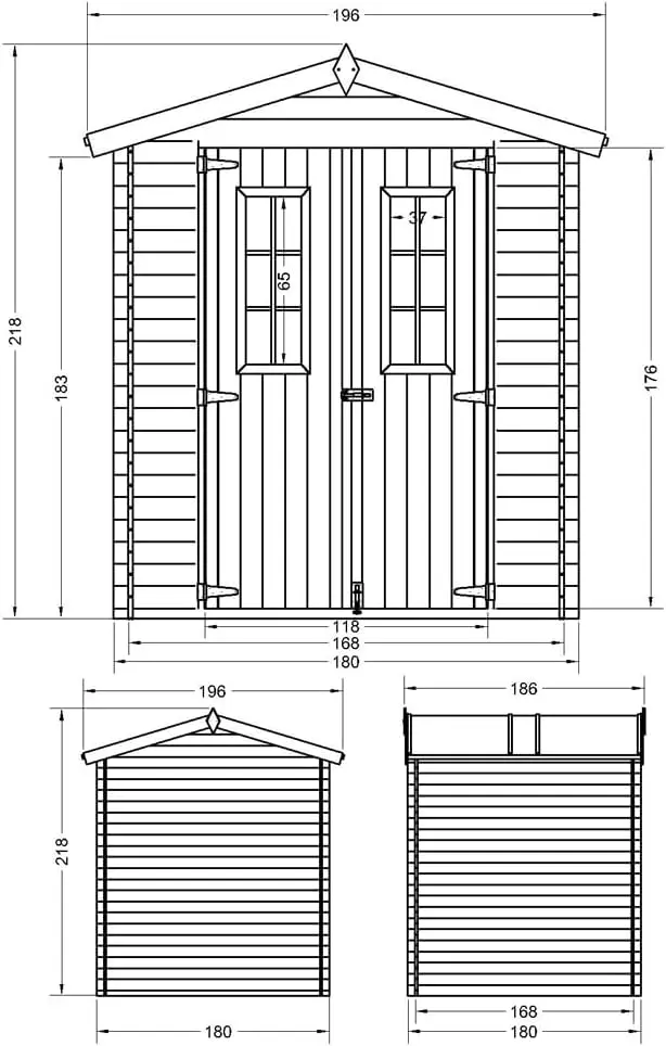 Abri de jardin en bois en bois naturel 2,82 m² vue 5