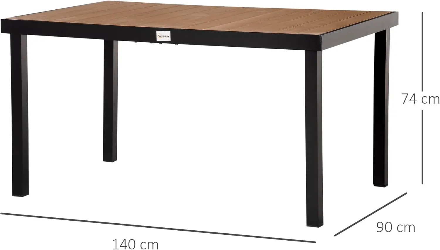 Table de jardin 6 places en aluminium naturel 90 x 74 cm vue 3