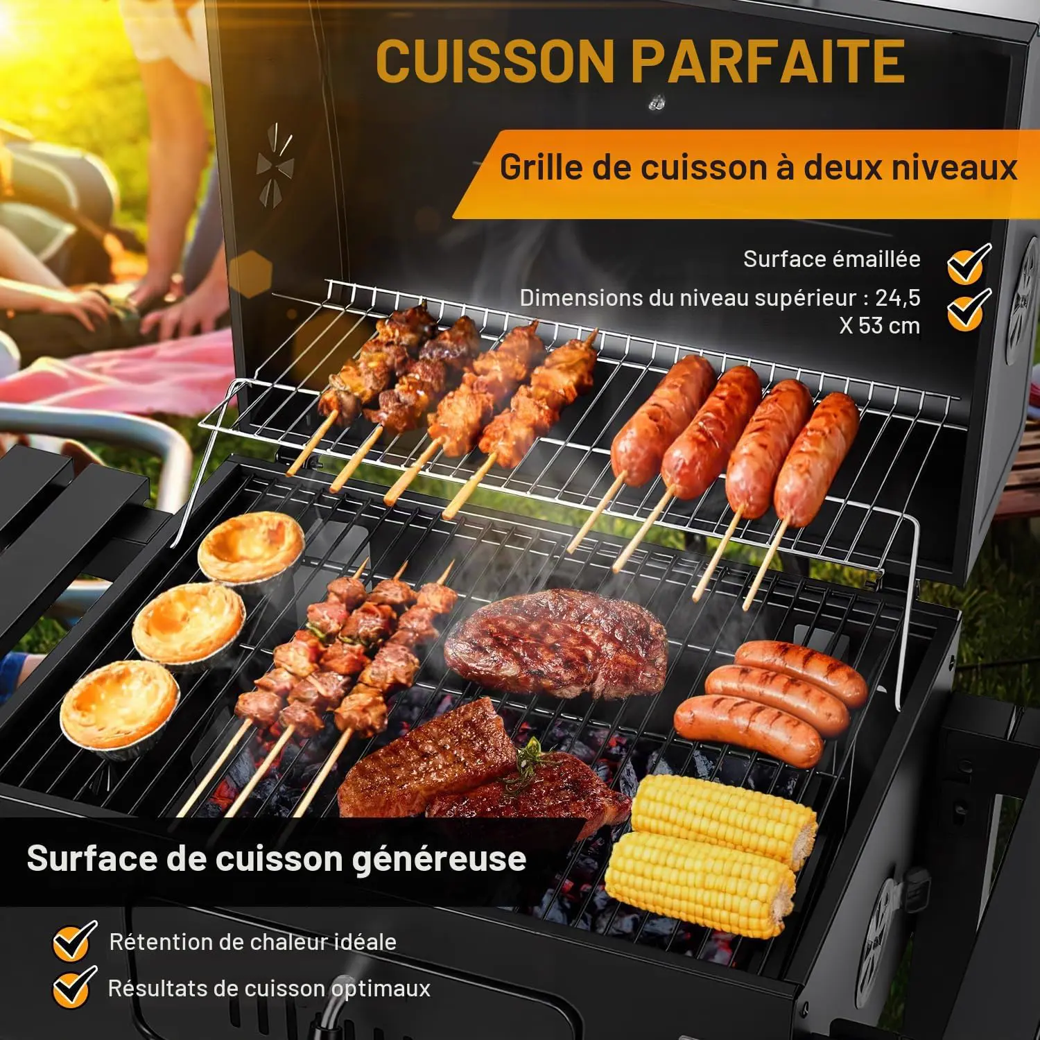 Barbecue à charbon en bois 61 x 45,5 cm vue 5