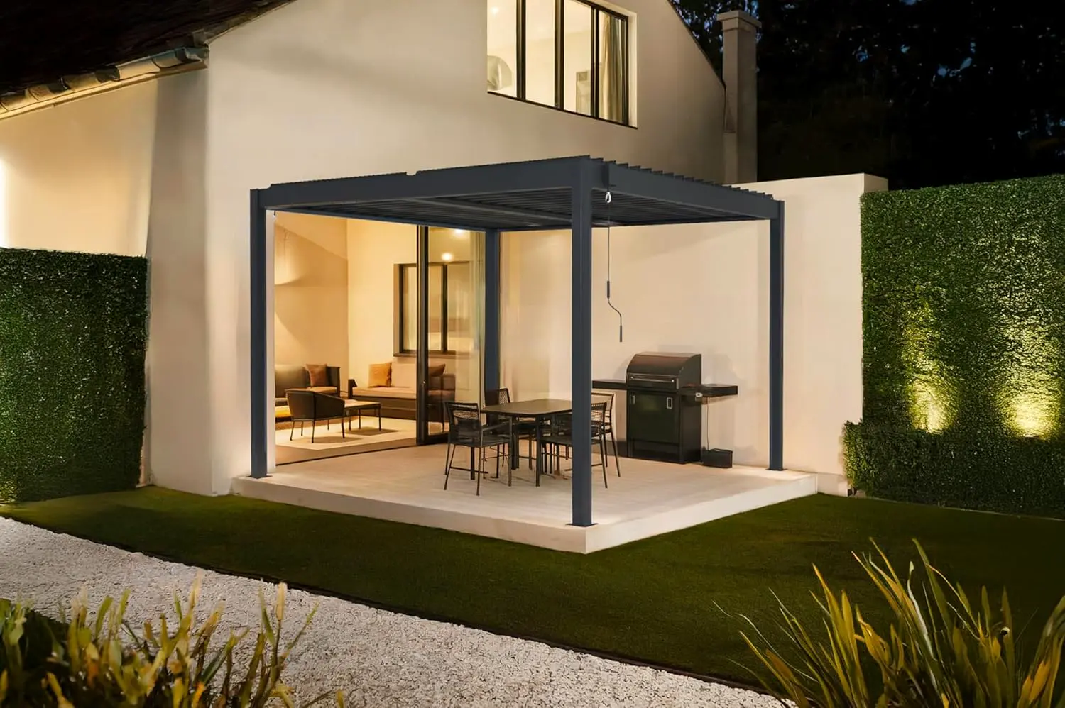 Pergola en aluminium gris 9 m² vue 3