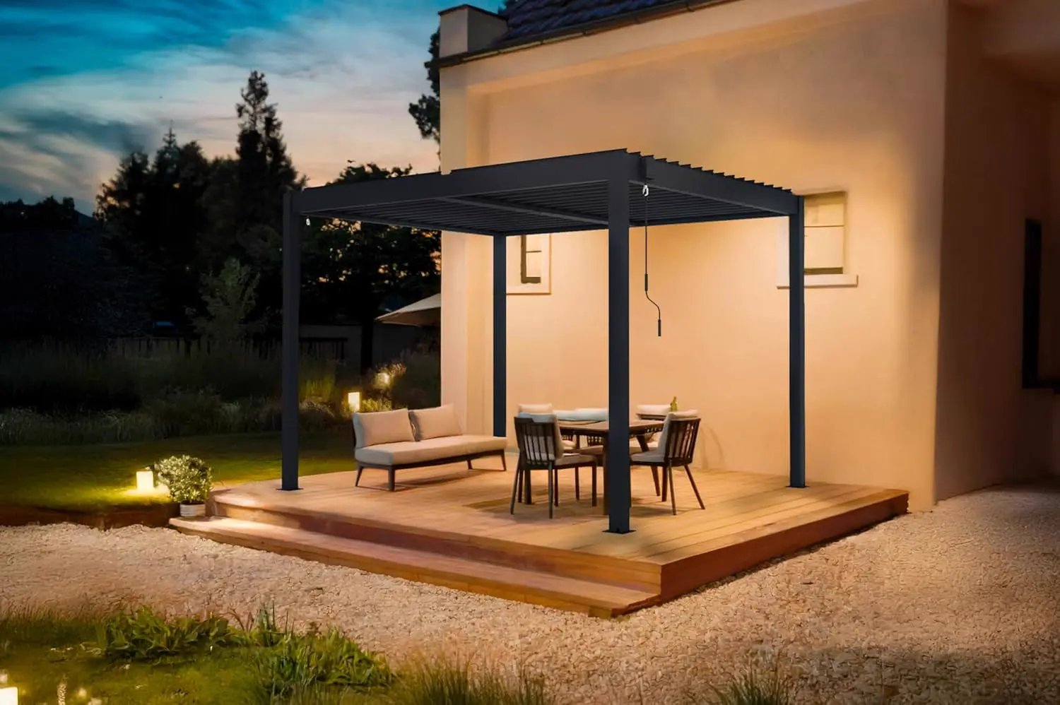 Pergola en aluminium gris 7,9 m² vue 3