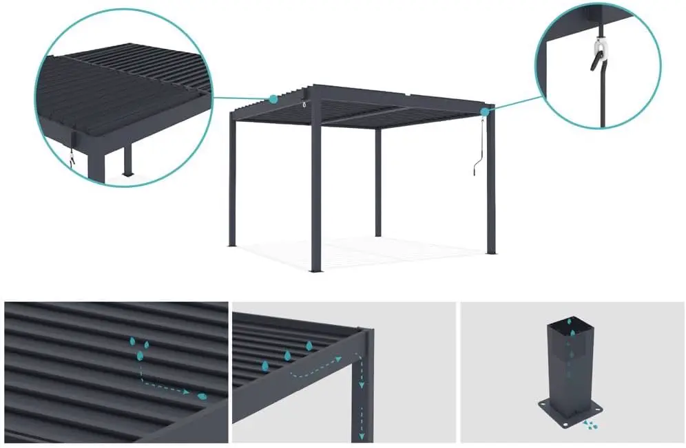 Pergola en aluminium gris 7,9 m² vue 7