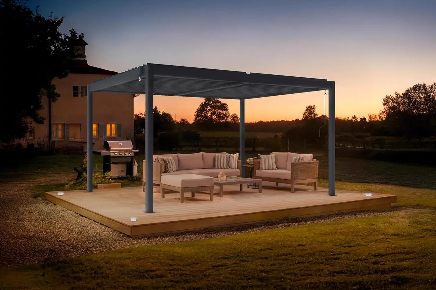 Pergola en acier gris 12 m² vue 3