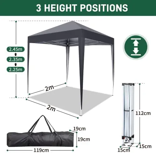 Tonnelle en acier gris 2x2m vue 2