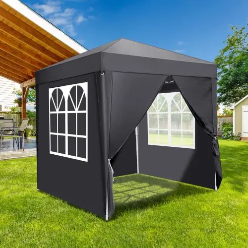 Tonnelle en acier gris 2x2m vue 9