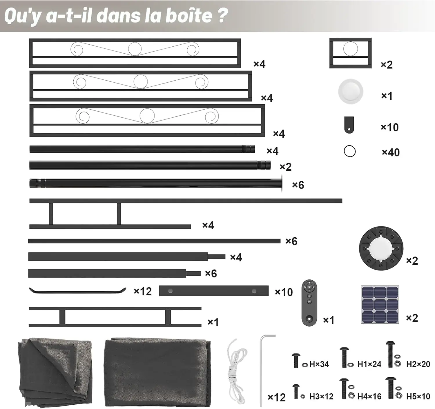 Tonnelle en métal gris 3x4m vue 5