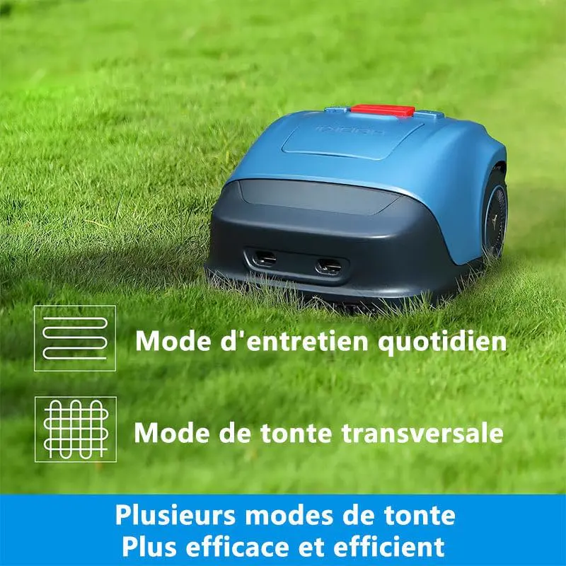 Robot tondeuse bleu 1000m² vue 3
