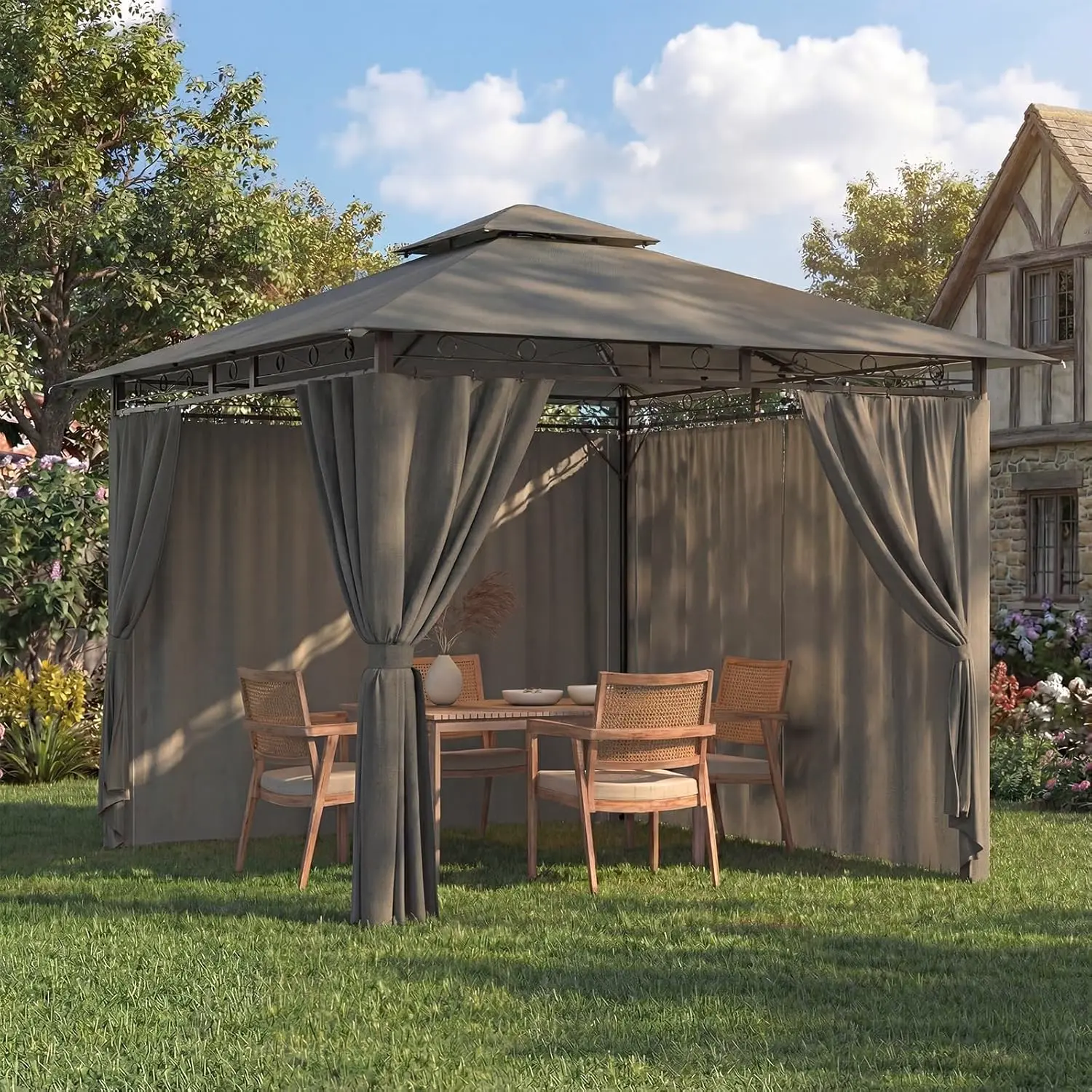 Tonnelle en aluminium gris 3x3m vue 9