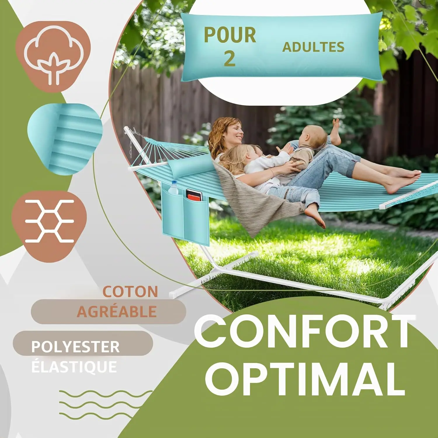 Fauteuils suspendus 2 places en acier gris vue 3