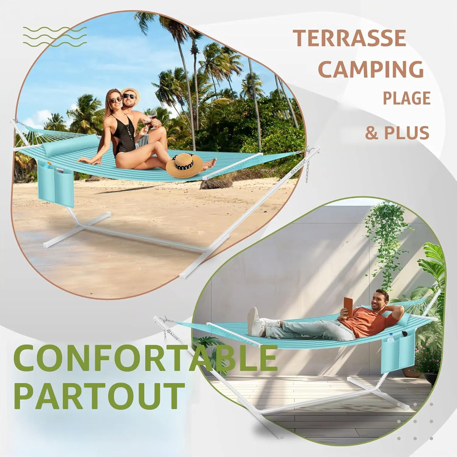 Fauteuils suspendus 2 places en acier gris vue 5