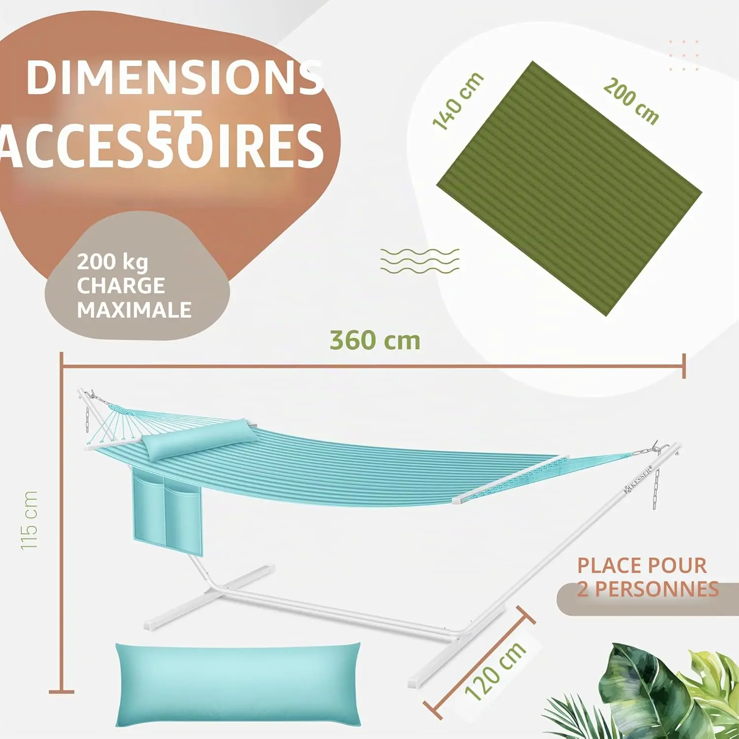 Fauteuils suspendus 2 places en acier gris vue 7
