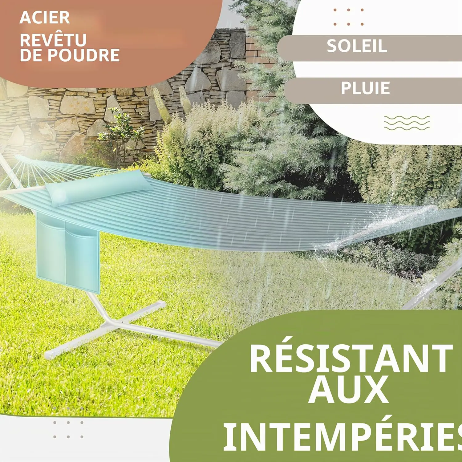 Fauteuils suspendus 2 places en acier gris vue 8