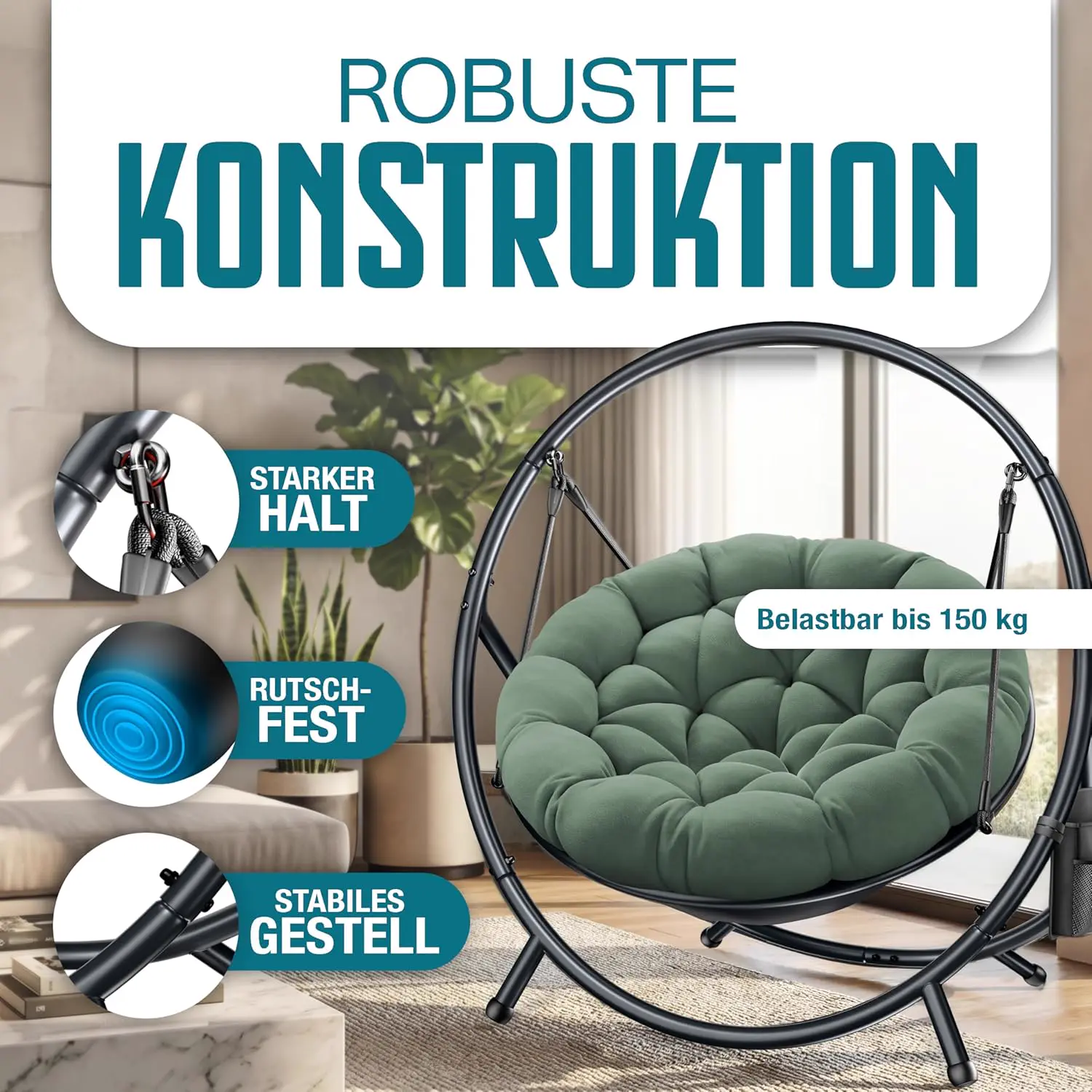 Fauteuils suspendus en acier 140 x 115,5 cm vue 7