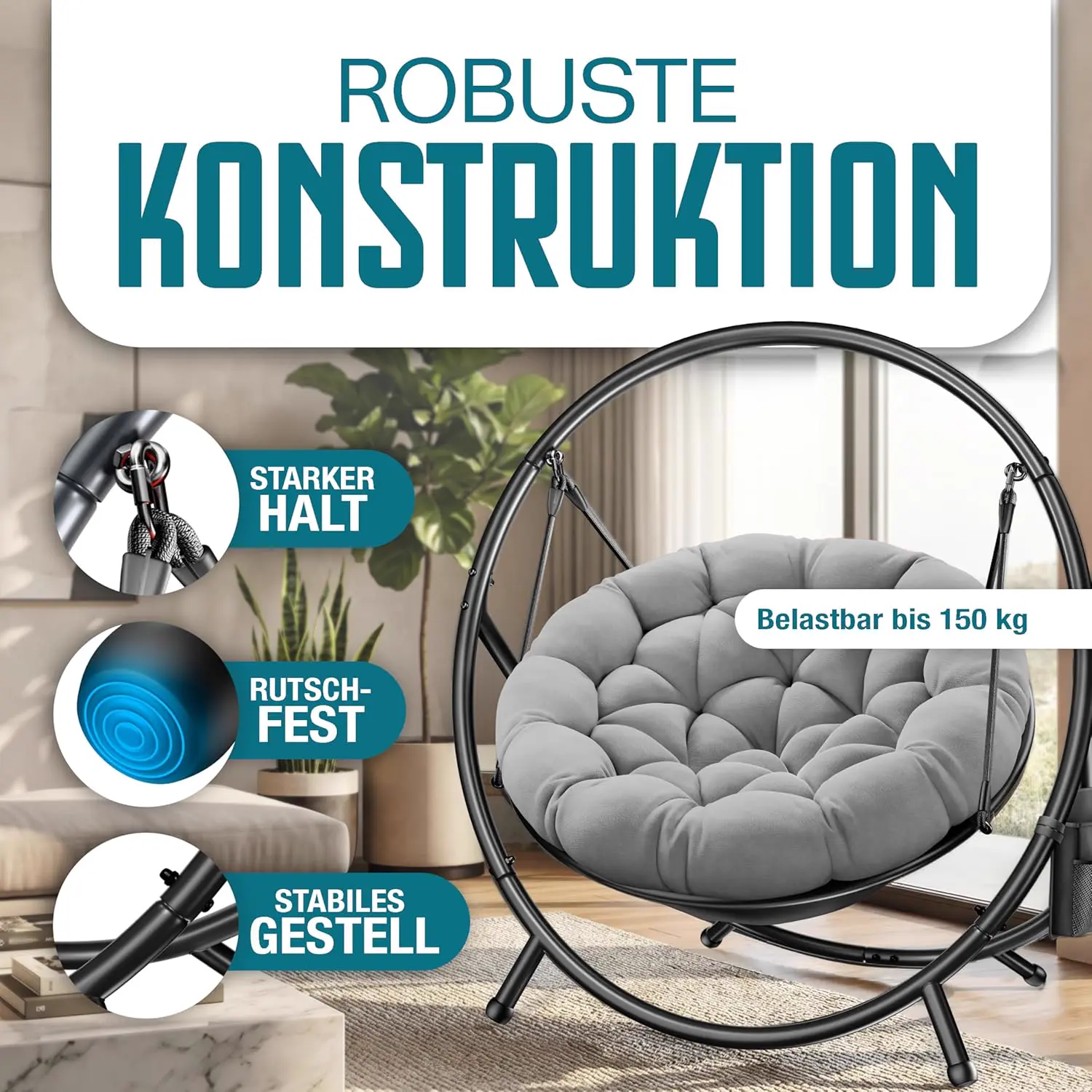 Fauteuils suspendus en acier 140 x 115,5 cm vue 7