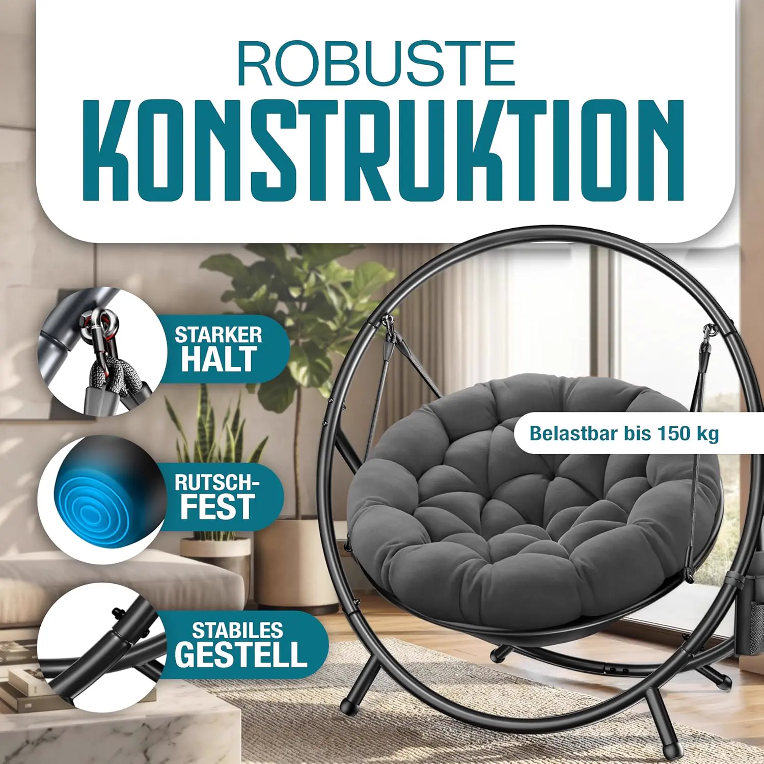 Fauteuils suspendus en acier 140 x 115,5 cm vue 7