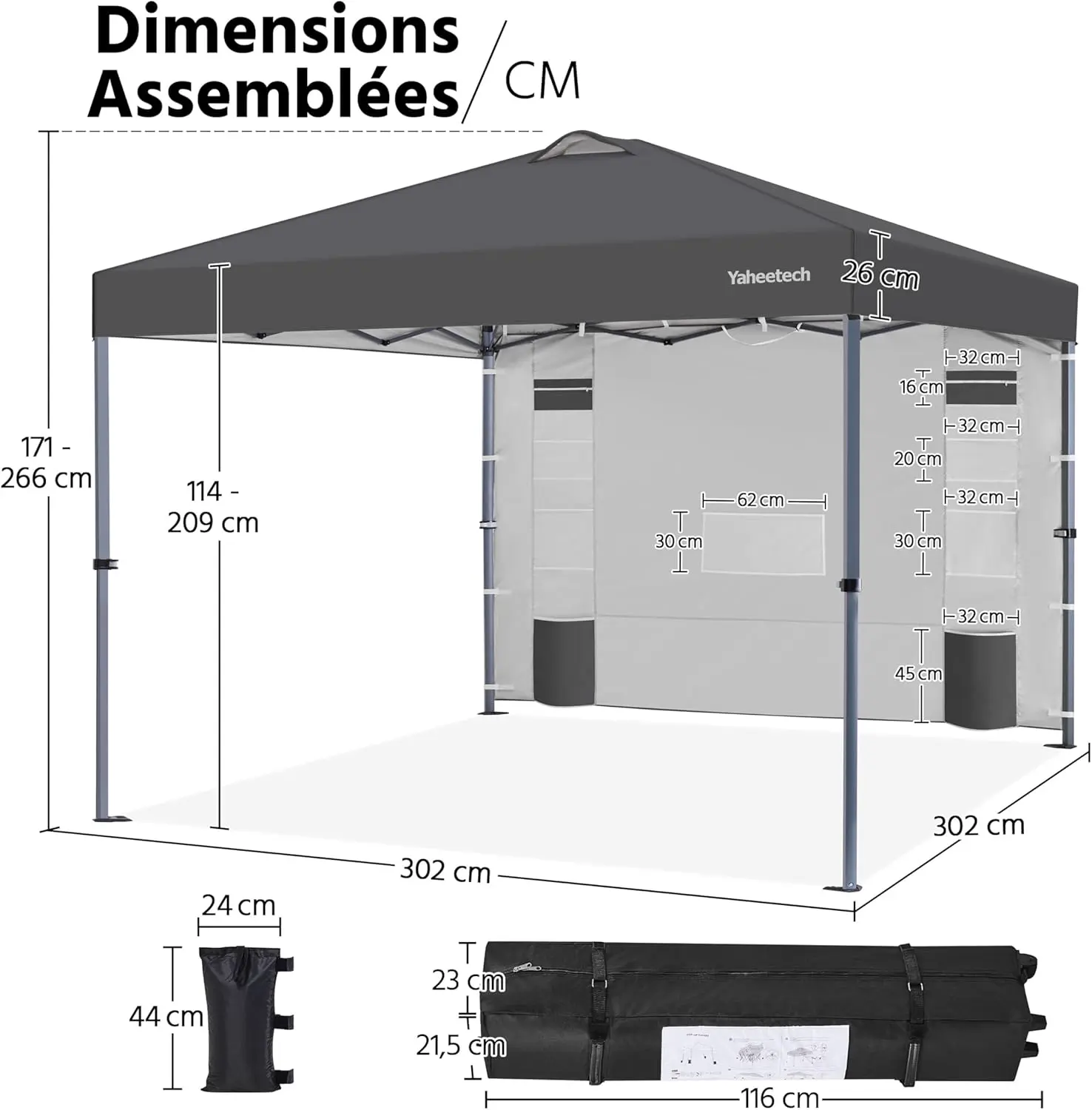Tonnelle en métal 2,5 × 2,5 m vue 2