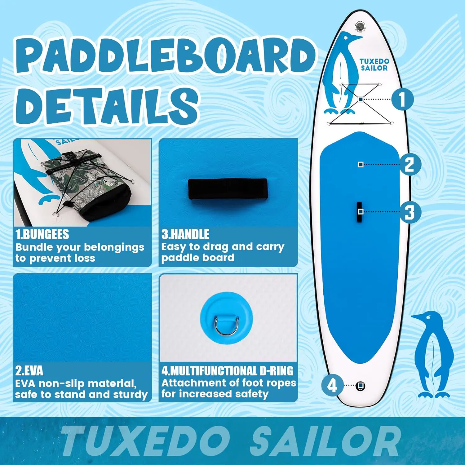 Paddle gonflable Tuxedo Sailor Paddle Gonflable Adulte vue 2