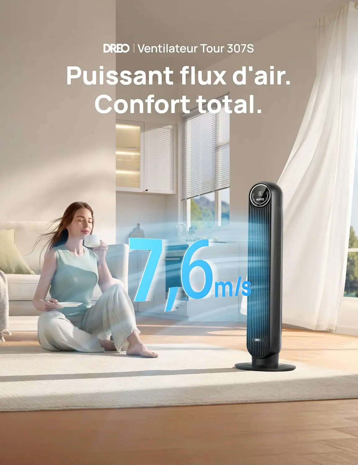 Ventilateur DREO Ventilateur tour intelligent avec fonction WiFi vue 2