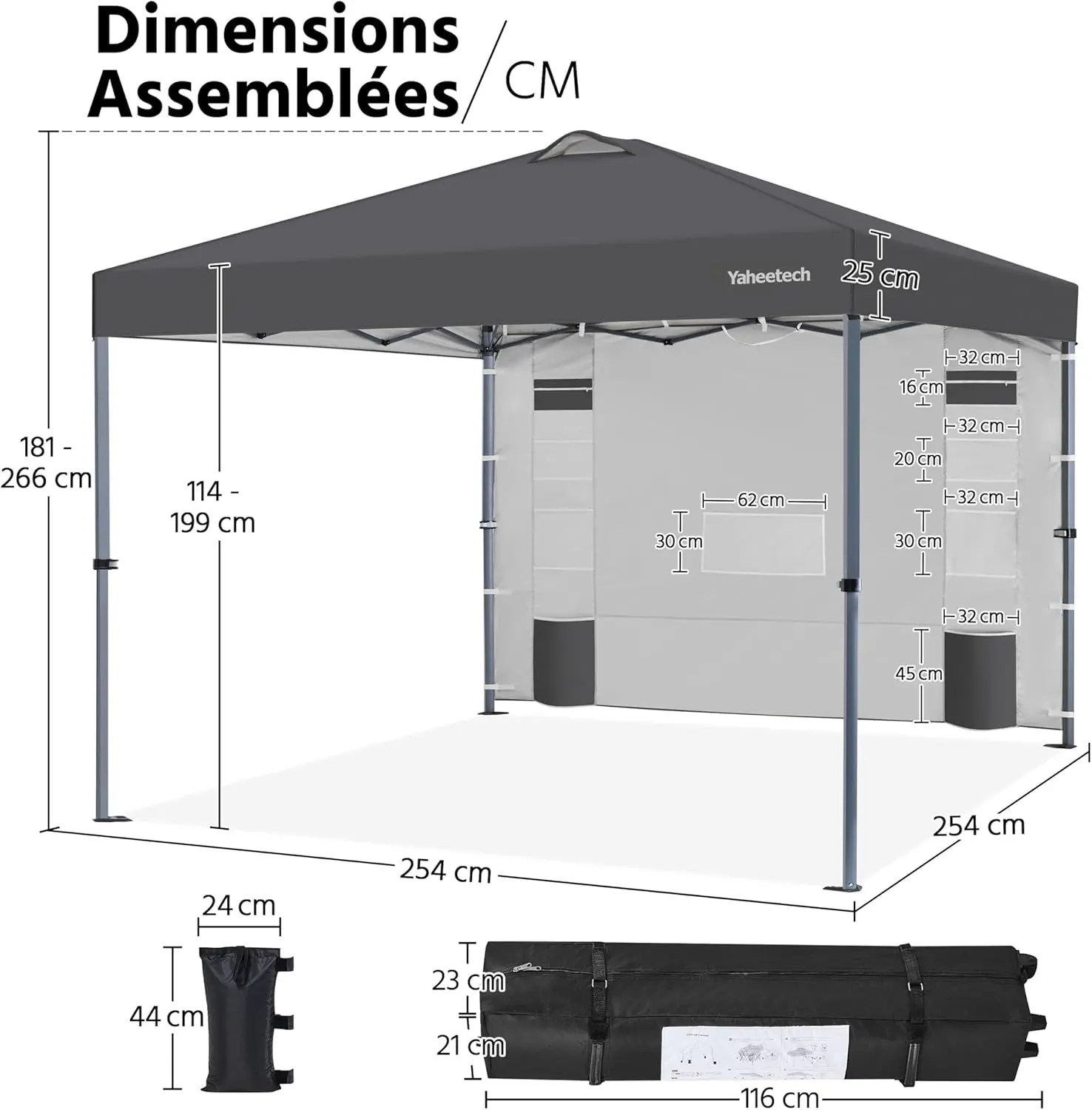 Tonnelle en métal blanc 2,5 × 2,5 m vue 2