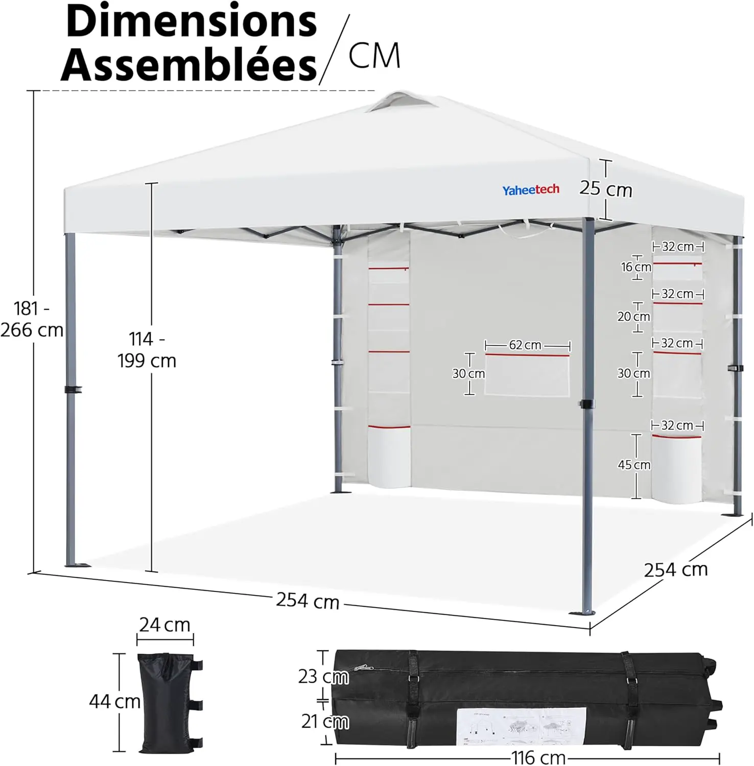 Tonnelle en métal blanc 2,5 × 2,5 m vue 2