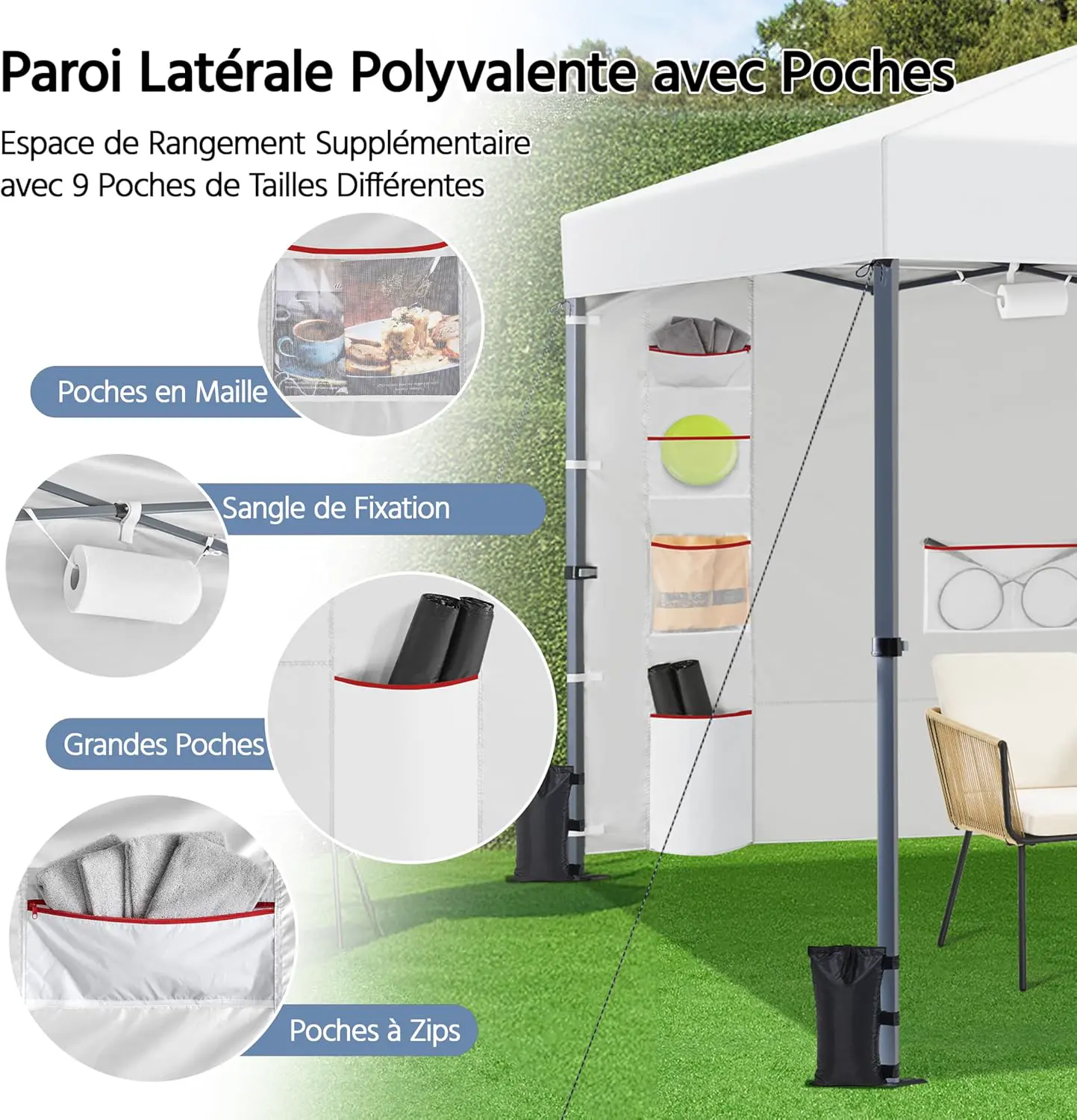 Tonnelle en métal blanc 2,5 × 2,5 m vue 4