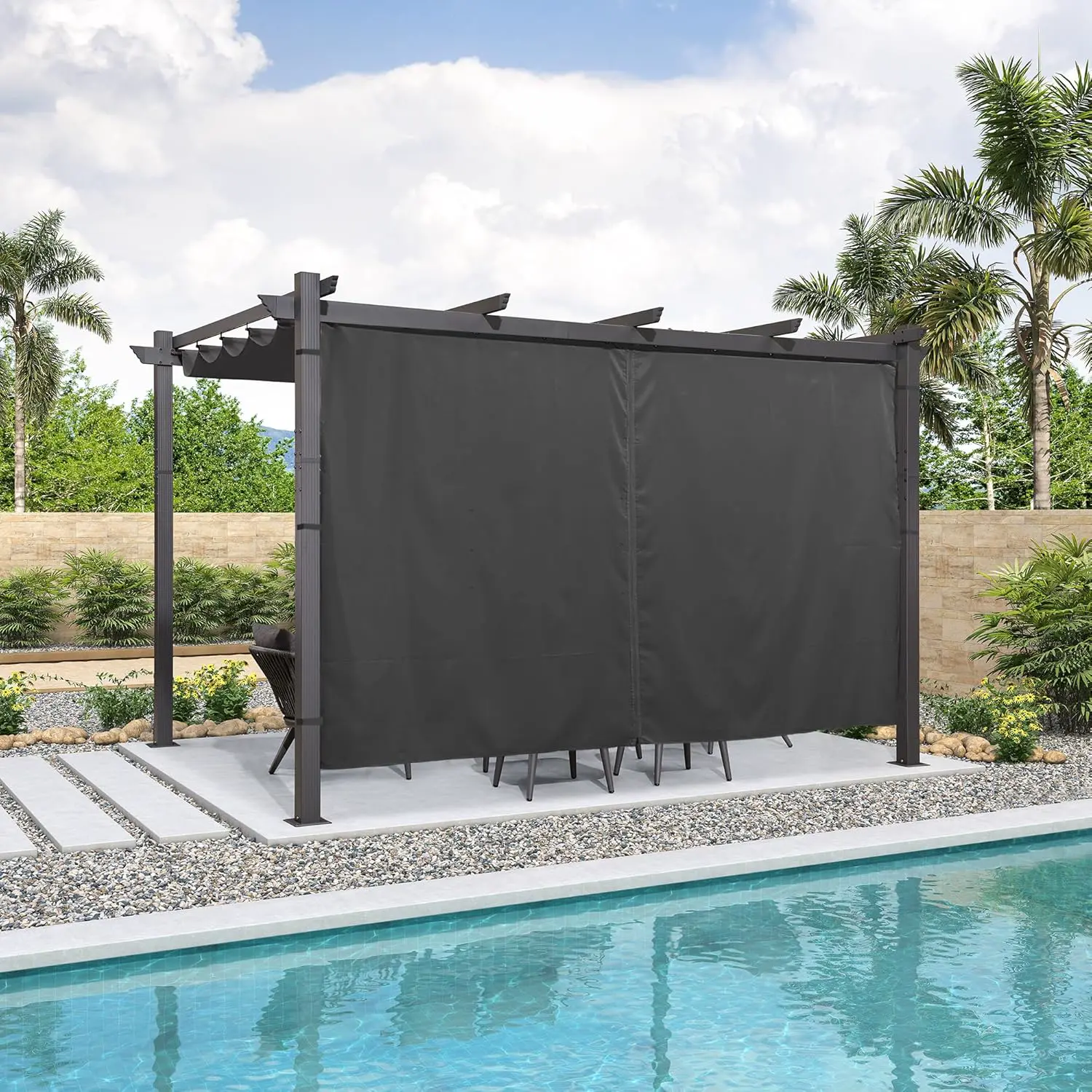 Pergola en aluminium gris 4 x 3 m vue 2