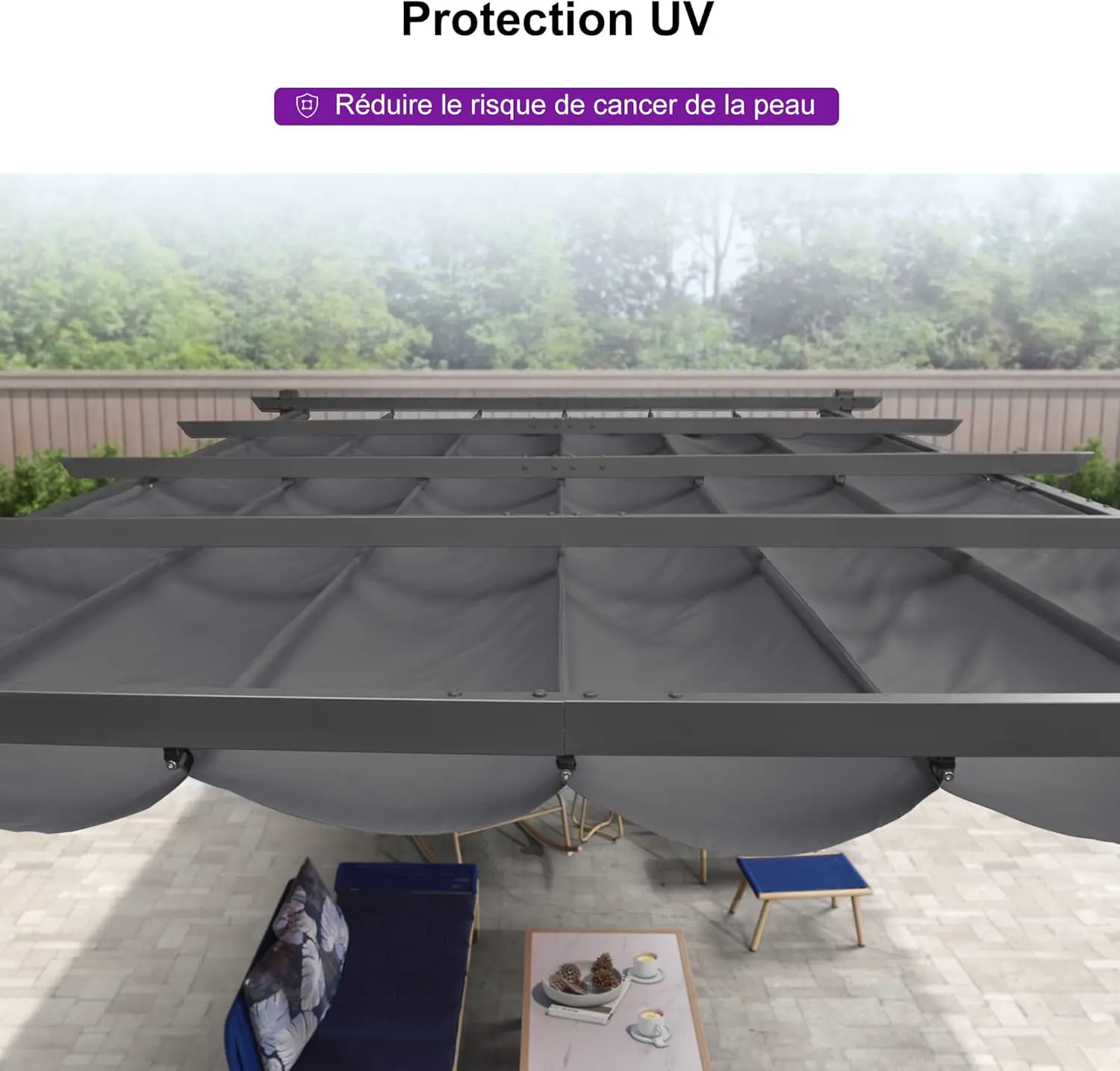 Pergola en aluminium gris 4 x 3 m vue 4