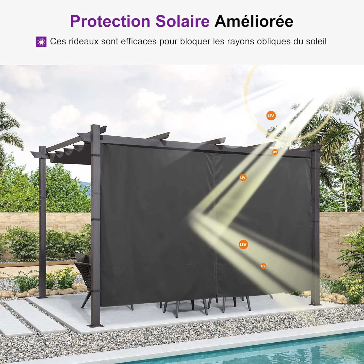 Pergola en aluminium gris 4 x 3 m vue 5