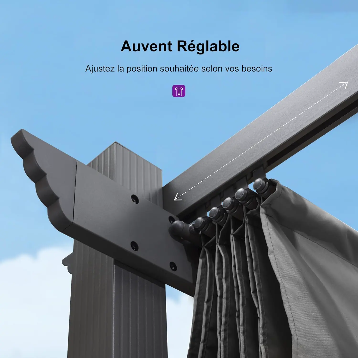 Pergola en aluminium gris 4 x 3 m vue 7
