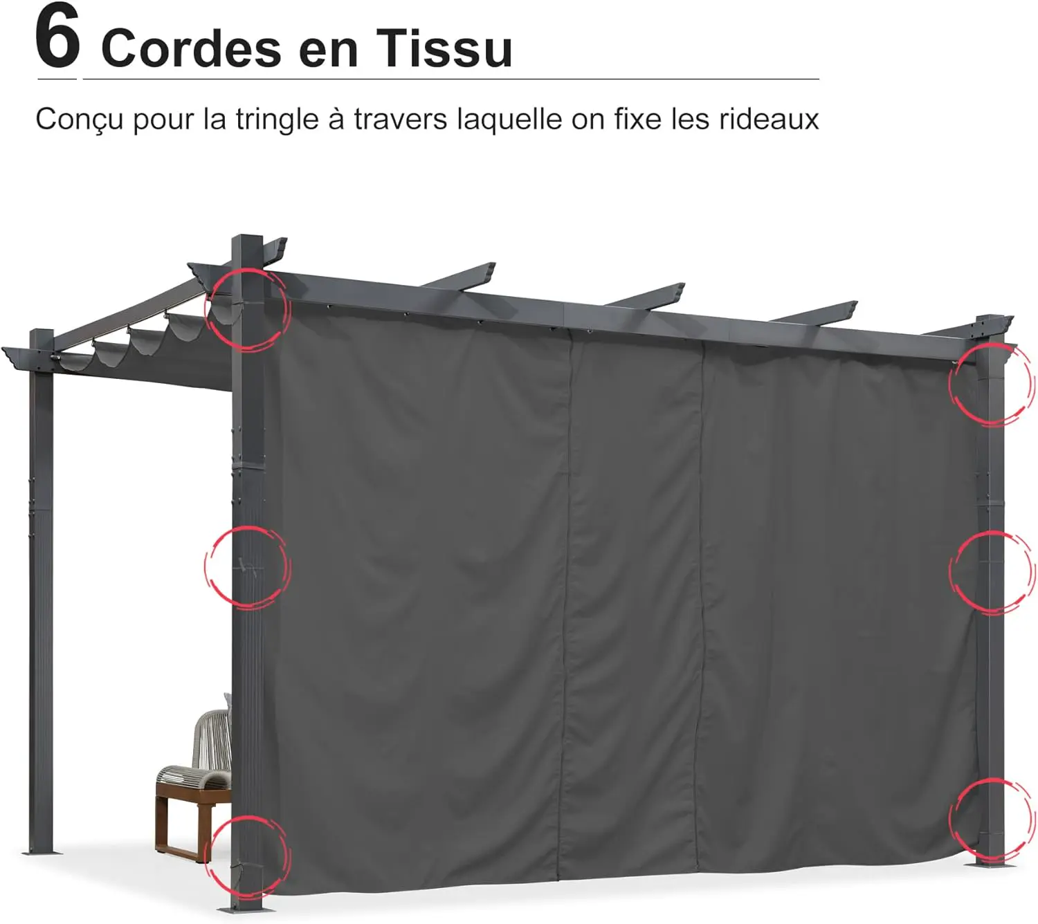 Pergola en aluminium gris 4 x 3 m vue 9