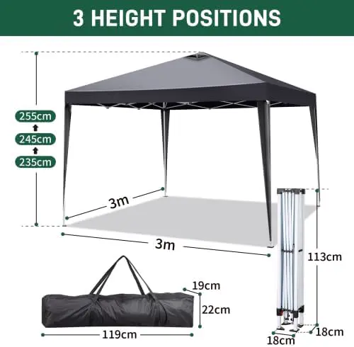 Tonnelle en acier gris 9,3 m² vue 2