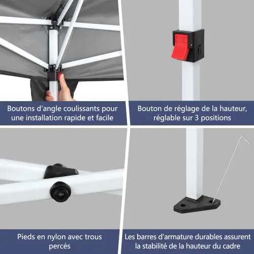 Tonnelle en acier gris 3x6m vue 4