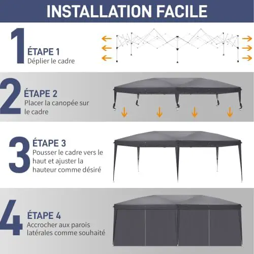 Tonnelle en acier gris 3x6m vue 5