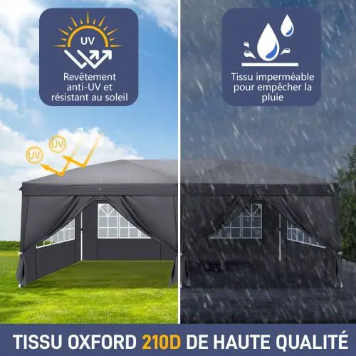 Tonnelle en acier gris 3x6m vue 6