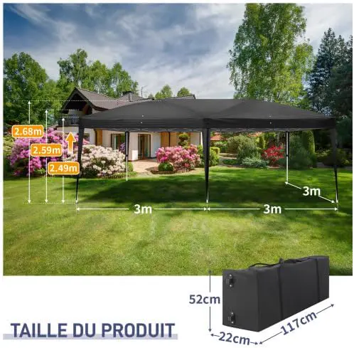 Tonnelle en acier noir 18 m² vue 2